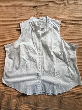 NWT J.Crew 3X White Sleeveless Button Front Shirt Plus Size $69.50 Retail